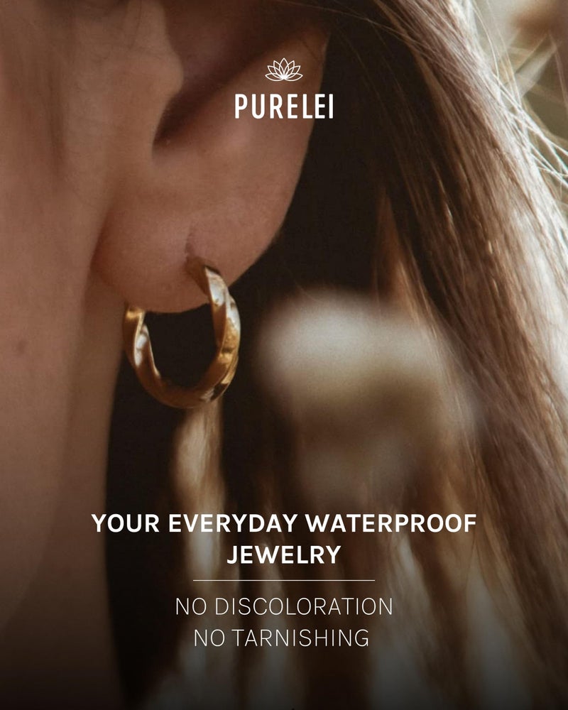 PURELEIÂ® Kelani Hoop Earrings (gold) â€“ 18K Gold plated stainless steel jewelry â€“ Water-resistant earrings for women â€“ 0,59 inch diameter â€“ Fashion jewelry for your individual look - Image 5